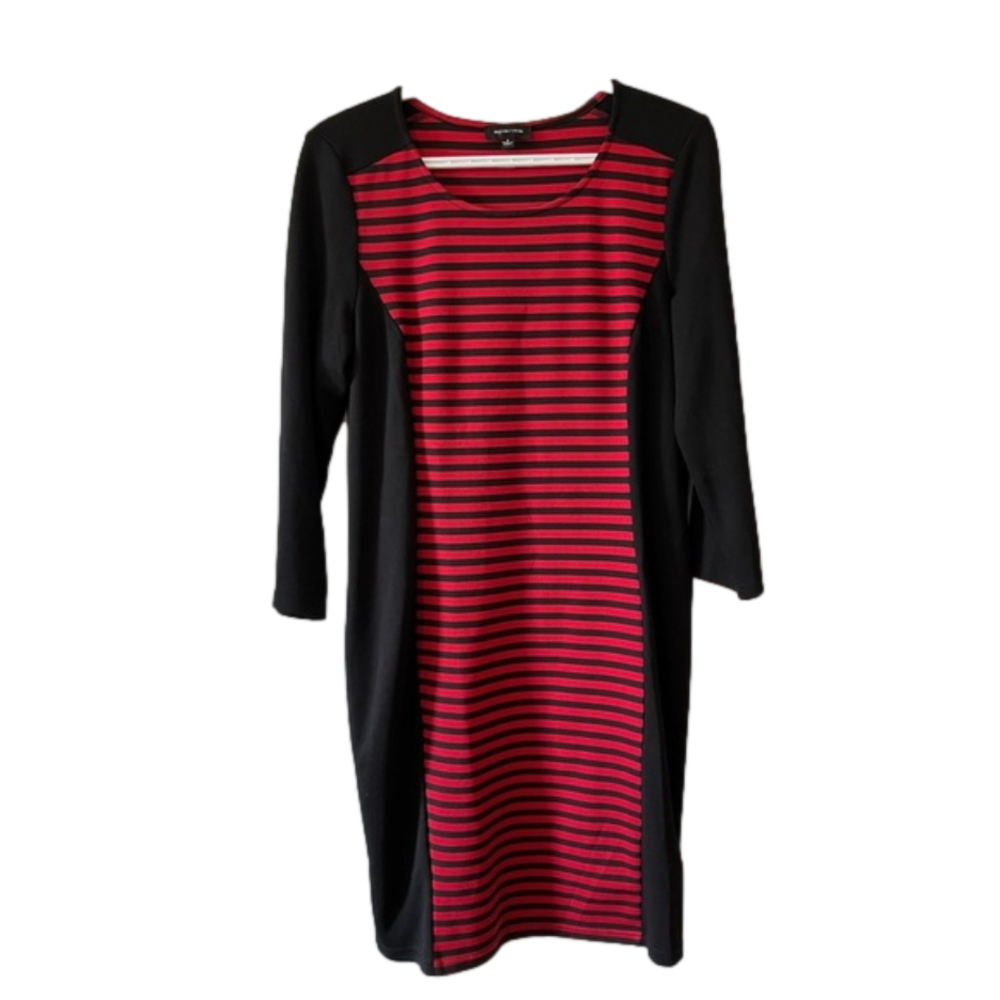 Spense Black Dress with red stripe middle panel size 8